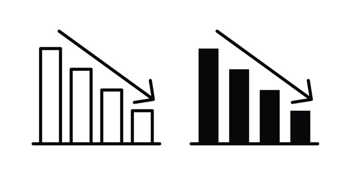 Negative trend icon. Doodle Icon in Minimal Line Art Style