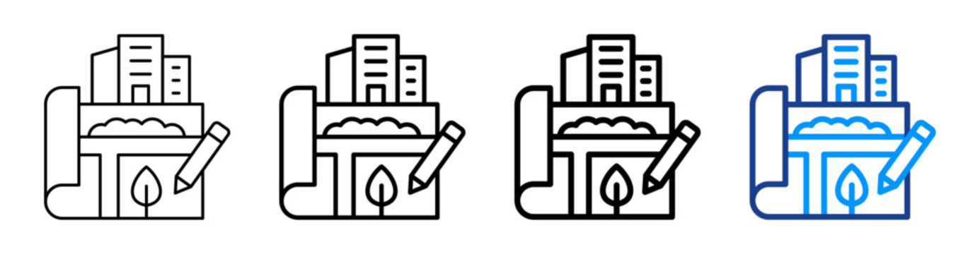 Urban Design Icon Different Style Outline Collection Set