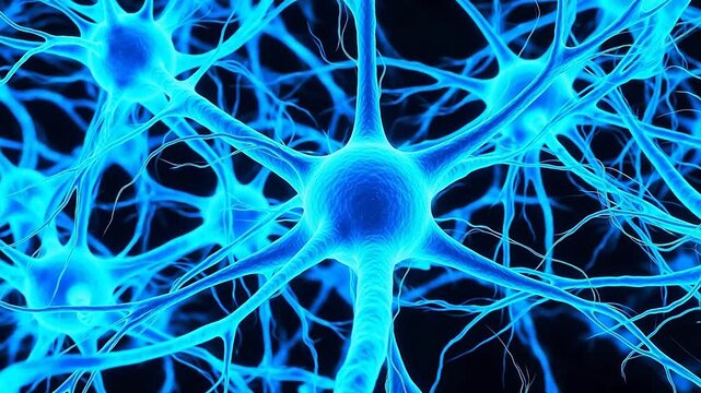 Neural Storm: Blue Fluorescence Synaptic Fireworks