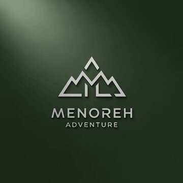 Menoreh Adventure Mountain Logo Design with Geometric Peaks.