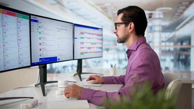 Corporate Manager Checks Secure Email Platform On Desktop Computer