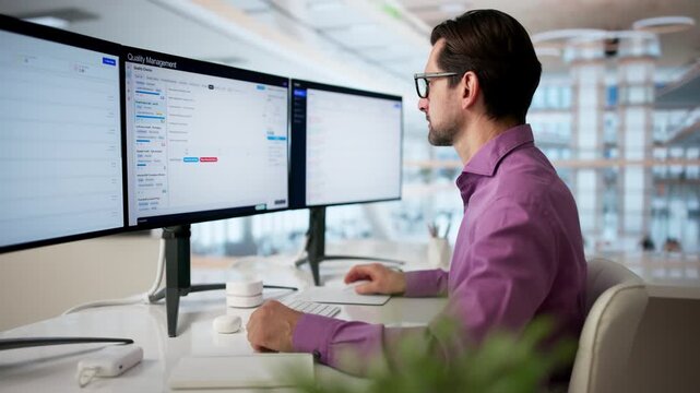 Quality Manager Using Software On Desktop