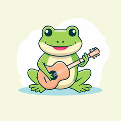 Obraz premium Cute cartoon frog playing guitar