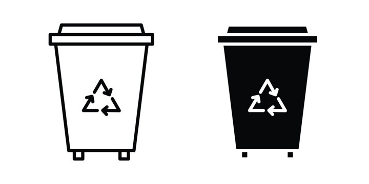 Trash compactor icon. Doodle Icon in Minimal Line Art Style