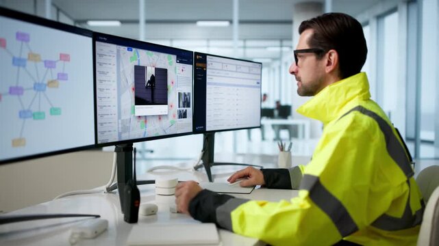 Police Analyst Studies Geospatial Crime Maps On Computer