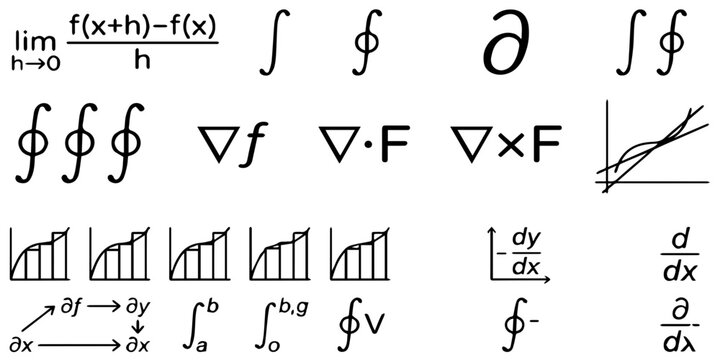 Mathematical symbols and equations illustration.a collection of mathematical symbols and equations in a line art style