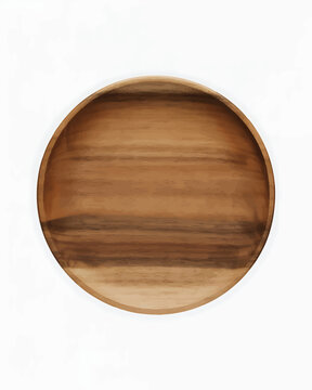 Wooden Plate on White Background