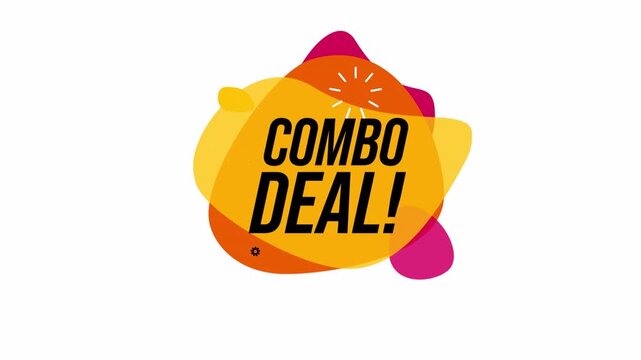 Vibrant combo deal advertisement with colorful text overlay on a transparent background 