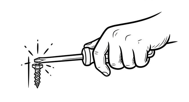 Hand using a screwdriver to turn a screw.