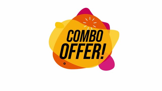 Vibrant combo offer sign with colorful abstract shapes background on a transparent background 