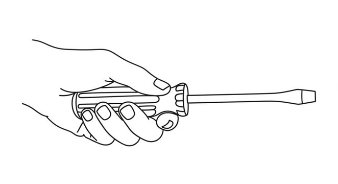 Hand holding a screwdriver for repair work.