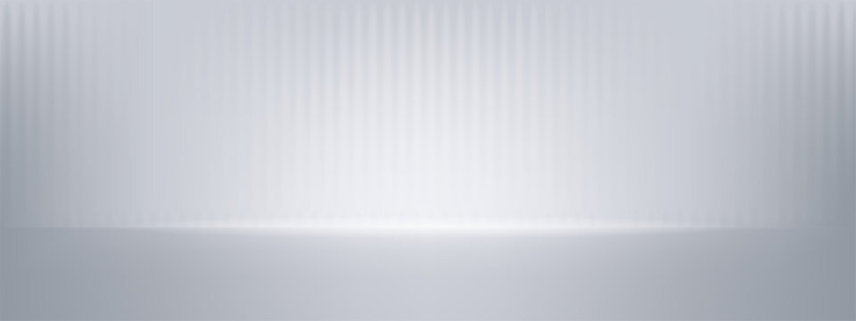 White empty background with limbo and gray texture on wall. Product display scene with bright light on ground eps. Premium silver indoor wide photo with commercial backdrop for footer ppt layout.