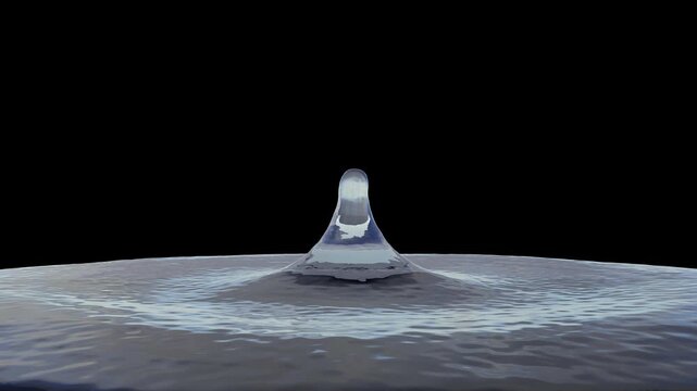 Water drop splash isolated on black background with alpha channel, 3D render. 