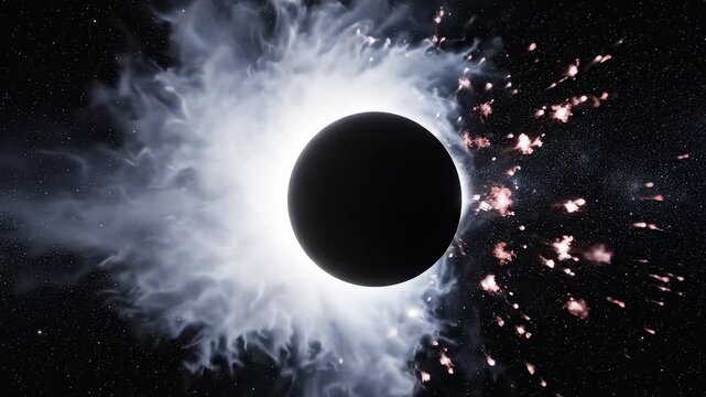 Black hole in space with accretion disk ideal for travel vlogs and eco-friendly campaigns