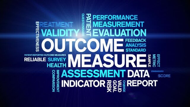 Outcome Measure animated word cloud-text design animation tag kinetic typography seamless loop.