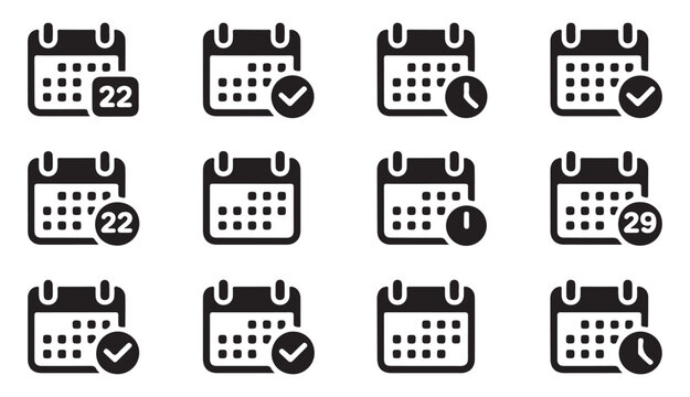 Set of modern flat vector icons for web and mobile design, representing common digital functions and elements.