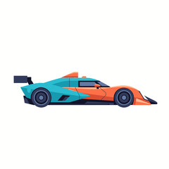 Obraz premium Sleek Race Car Flat Vector Illustration - Minimalist Geometric Graphic Art