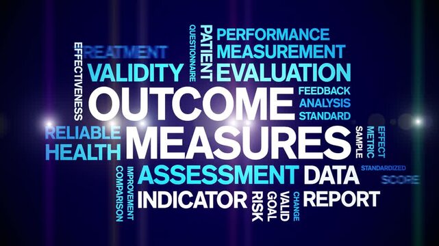 Outcome Measures animated word cloud-text design animation tag kinetic typography seamless loop.