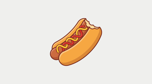 Hotdog Half Eaten Flat Vector Illustration with Bite Mark