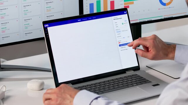 Sales Manager Configuring Pricing Software On Laptop