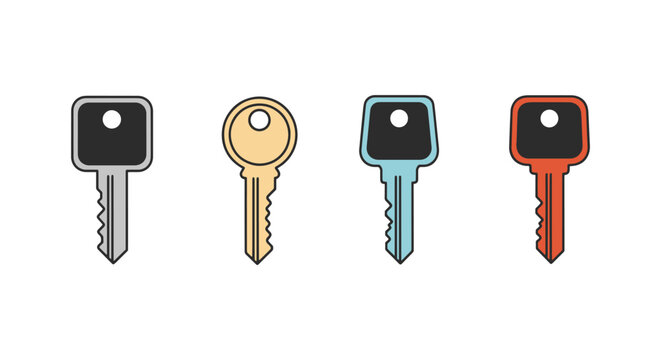 Key Line art vector set modern simple abstract