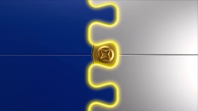 二つの組織の提携と合意を象徴するパズルの欠片が黄金のピースで繋がる抽象背景