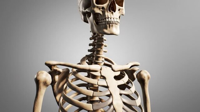 Human skeleton with side view.