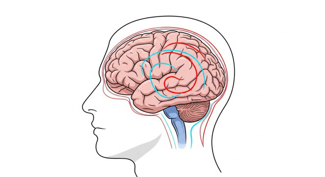 Human Brain Anatomy Medical Illustration.