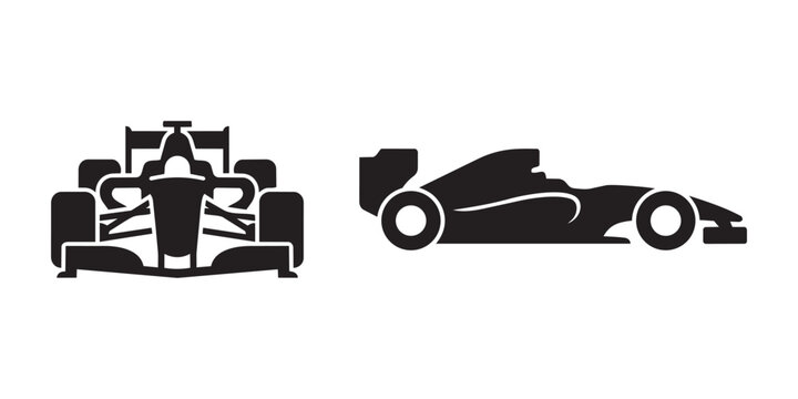 Racing Car Pit Stop Formula Sport Icon Set Vector