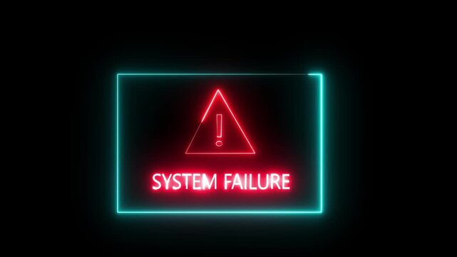 Cyan warning triangle sign with lightning bolt symbol for high voltage electricity danger risk.Black background motion graphic.4k animation