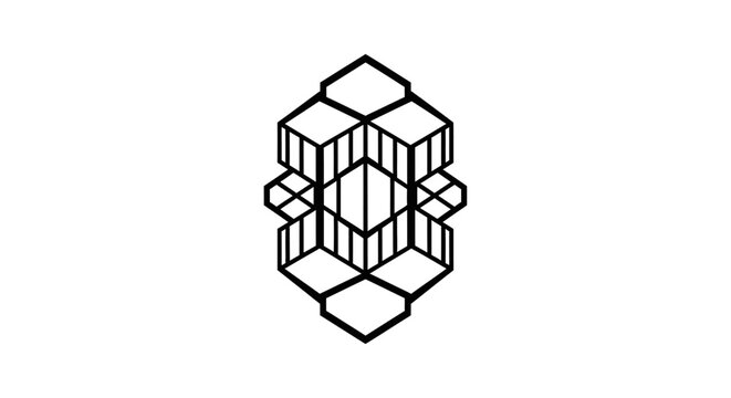 Geometric Abstract Illusion Design, Optical Art, Black and White Hexagonal Pattern