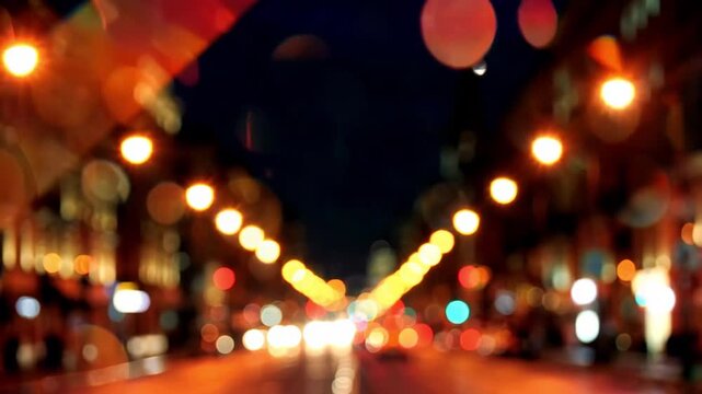 Bokeh light trails with glowing sparkler in night city background
