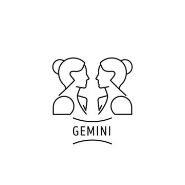 Gemini Zodiac Sign Icon - Twins Astrology Symbol