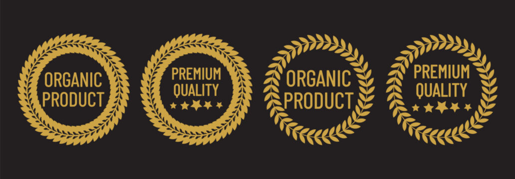 premium quality badges. Authentic Product Icons. Luxury product graphic design. grunge style vector stamps indicating organic product certification and natural origin