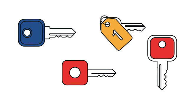 Locker Key Line art vector modern abstract colorful shapes