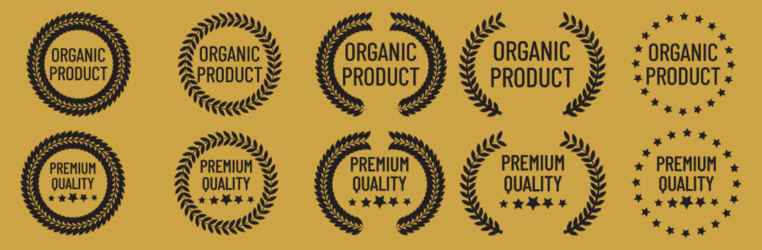 premium quality badges. Authentic Product Icons. Luxury product graphic design. grunge style vector stamps indicating organic product certification and natural origin