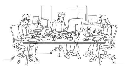 Obraz premium People working together at office desk.