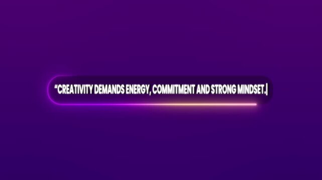 Neon Glowing Motivation Text Animation on Purple Abstract Background Modern Typography 4k animation video