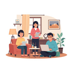 Fototapeta premium People Collaborating on Projects in a Home Office Environment