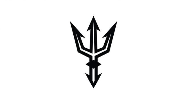 Black trident vector illustration with sharp angular points for nautical, mythology, warrior, and fantasy-themed icon and logo collections