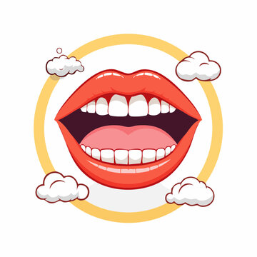 Open Mouth with Red Lips and White Teeth
