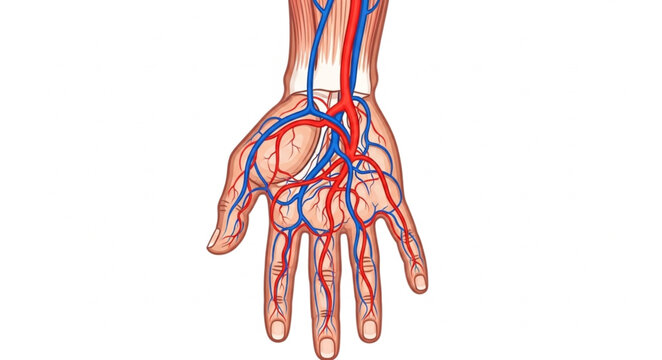 Human Hand Anatomy Circulatory System Arteries Veins.