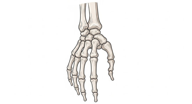 Human Hand Skeleton Anatomy Illustration.