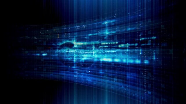 Futuristic screen display matrix, hi-tech digital data telemetry with encrypted numbers, display dynamic background for computer desktop screen display format