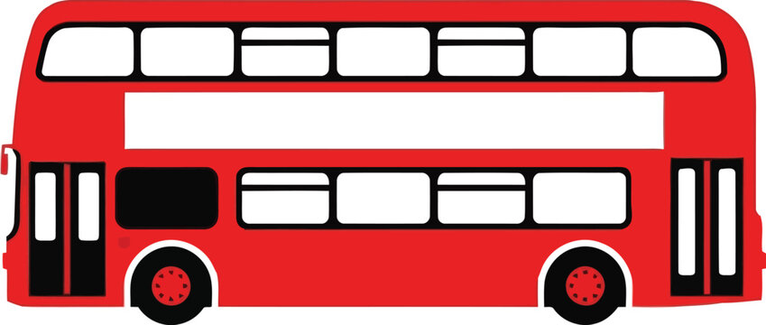 Icon of a bright red London double decker bus for public city transportation and tourism travel design element