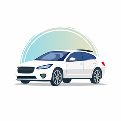 Fototapeta premium Modern White Sedan Car Illustration