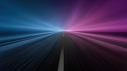 Fototapeta premium Vibrant Neon Abstract Highway Road with Motion Blur and Streaking Lights at Dusk