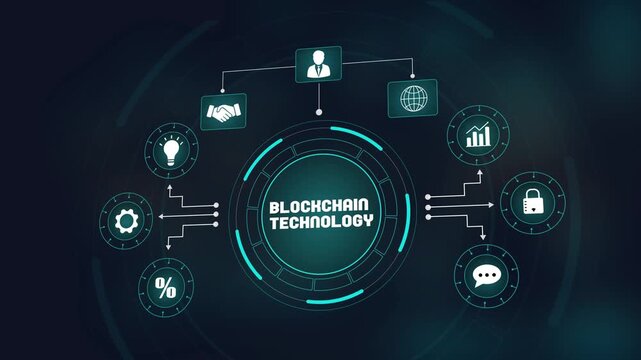 Blockchain technology and digital ledger system, secure cryptocurrency transaction concept, global business network and decentralized data protection.