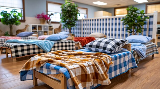 Daycare cots ready for children nap time