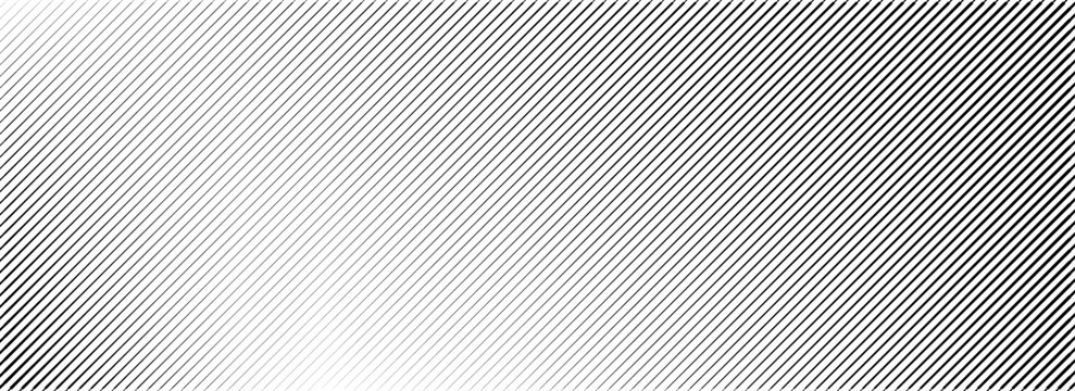 Halftone line gradient texture. Black diagonal stripe gradation background. Repeated slanted strokes pattern backdrop. Vibrating parallel lines wallpaper. Vanish oblique moire overlay. Art